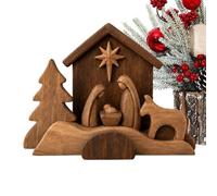 Small Wooden Nativity Scene Christian - Christmas Table Ornament Nativity