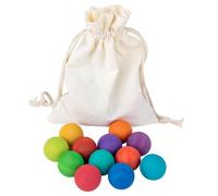 Small Wooden Rainbow Balls - 12 Pieces Wooden Color Sorting Toy | Color Counting Game | For Classroom Preschool Kindergarten Home Travel Playroom Early Learning