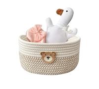 Small Woven Storage Basket, Dog Toy Storage Bins, Space-Saving Cotton Organizer Bin for Laundry, Clothes, Blankets, Towels, Books, Remote Controls and Snacks, 9.84x7.09 inches