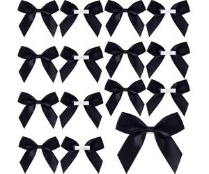 SmallCat 15 lazos autoadhesivos para manualidades, cinta de satén prefabricada de 6,5 cm, lazos negros para decoración, bonito lazo para envolver regalos, dulces lazos para bodas, pasteles, festivales