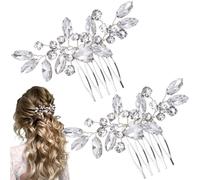SmallCat 2 peines plateados con diamantes de imitación, accesorios para el cabello de novia de cristal brillante para mujeres, novias para bodas, bailes, compromisos, Navidad