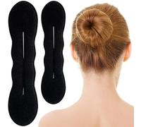 SmallCat 2 piezas de esponja para hacer moños de pelo, herramienta rizadora de pelo perezosa para mujeres, 2 tamaños, accesorios para cabello fino, grueso, largo, liso, rizado, color negro