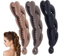 SmallCat 3 pinzas grandes para el pelo de plátano para mujer, pasadores de pinza fuertes, vintage, antideslizantes, accesorios para el cabello grueso, largo y rizado, negro, café oscuro, café claro