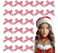 SmallCat 30 mini pinzas para el pelo con moño rojo, pasadores pequeños para el cabello, accesorios de lazos rojos, lazos de cinta a cuadros para decoración del cabello para Halloween, Navidad para