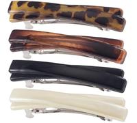 SmallCat 4 pinzas para el pelo de concha de tortuga de 2.5 pulgadas para mujer, pasadores clásicos franceses, accesorios curvados y brillantes para el cabello para mujer, cabello largo grueso (negro,