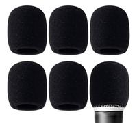 SmallCat 6 fundas de espuma para micrófono, espuma gruesa para parabrisas de micrófono, pantalla elástica para micrófonos, funda de repuesto para micrófono de mano, canto, escenario, color negro
