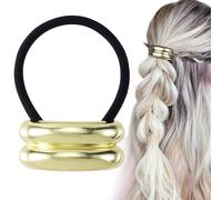 SmallCat Brazalete de metal para cola de caballo, chapado en oro, para cabello grueso, soporte de cola de caballo de metal, lazos elásticos de aleación para el cabello, accesorios para el cabello de