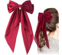 SmallCat Pinza para el pelo con lazo grande, cola, coqueta, moño de novia para mujer, elegante, lazo grande, accesorios decorativos para el pelo para Navidad, boda, rojo, 1 unidad