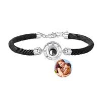Smallduck Pulsera personalizada con foto de pareja Círculo Cuerda Proyección Te Quiero 100 Lenguas Joyas para Cumpleaños, San Valentín, Navidad, Estilo 2-02