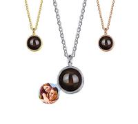 Smallduuck Collar de Proyección de Foto Collar de Plata Personalizado Te Quiero Collar de Proyección de Colgante Redondo 100 Idiomas Regalo Conmemorativo para Navidad Cumpleaños Aniversario,Estilo 8