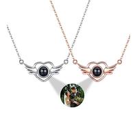 Smallduuck Collar personalizado de proyeccion de imagenes alas de corazon collar de plata te quiero 100 idiomas collares de foto proyeccion regalo personalizado para navidad cumpleaños,Estilo 7