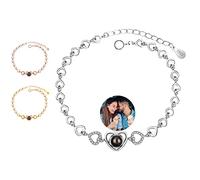Smallduuck Pulsera con Foto Corazón Personalizada para Mujer - Te Quiero Proyección para Aniversarios, Cumpleaños, Navidad, Día de la Madre - Estilo 6