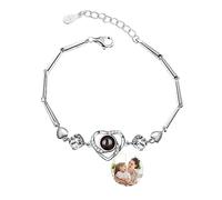 Smallduuck Pulsera con Foto Proyección Personalizada para Mujer Pulsera con Foto Corazón Te Quiero 100 Lenguas Regalos para Mujer Día de la Madre Cumpleaños Aniversario Día de San Valentín,Estilo 3