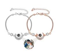 Smallduuck Pulsera personalizada con foto de la Luna para Mujer Pulsera de Proyección Te Quiero 100 Idiomas Joyas de Proyección para Cumpleaños San Valentín Navidad,Estilo 5