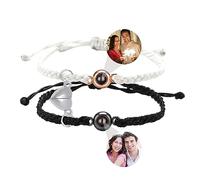 Smallduuck Pulsera personalizada con foto en círculo Par de imanes Pulsera con proyección de imagen Te quiero Pulsera 100 idiomas Foto Joyas para Cumpleaños San Valentín Navidad,Estilo 8