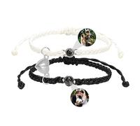Smallduuck Pulsera personalizada con foto en círculo Pareja de imanes Pulsera con foto de proyección Te quiero 100 idiomas Bisutería para Cumpleaños San Valentín Navidad,Estilo 9