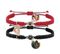 Smallduuck Pulsera Personalizada Con Foto en Forma de Círculo - Pareja de Imanes, Proyección Te Quiero, 100 Lenguas - Joya Para Cumpleaños, San Valentín, Navidad - Estilo 10