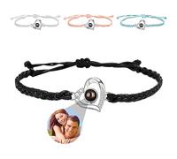 Smallduuck Pulsera personalizada Corazón Foto Proyección Cuerda Ajustable Pulsera 100 Lenguas Te Quiero