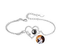 Smallduuck Pulseras de Corazon con Foto Interior Pulseras de Proyeccion con Foto Te Quiero Regalo para Mujer San Valentin Dia de la Madre Cumpleaños,Estilo 12