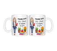 Smallduuck Taza de café personalizada con texto en inglés "Thank You for Helping Me Grow Garden" con nombre personalizado, taza de cerámica para profesores, retratos y jardineros, taza de café, taza