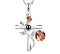 Smallduuck Te quiero collar de plata 100 idiomas personalizado foto proyección collares rosa colgante cruz collares de proyección regalos personalizados para mujeres tu chica,Estilo 9