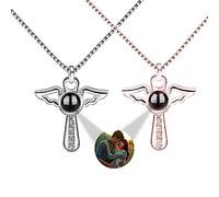 Smallduuck Te quiero collar de plata 100 idiomas personalizados collares de proyección de fotos Angel Wings colgante collares de proyección regalos personalizados para mujeres tu chica,Estilo 10
