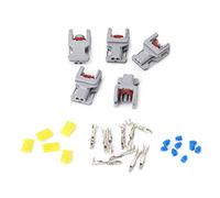SmallJUN Juego de 5 Conectores Impermeables de 2 Pines para Delphi 10811963, inyector de Combustible, Enchufe guía de Combustible, Enchufe inyector Gris