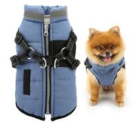 SMALLLEE_LUCKY_STORE Abrigo con forro polar para mascotas, chaqueta deportiva de invierno, chaleco con anillo en D para perros pequeños, gatos, cremallera reflectante, forro para cachorros, ropa