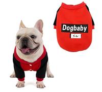 SMALLLEE_LUCKY_STORE Abrigo de forro polar de bulldog francés para perros pequeños y medianos con letras impresas, chaqueta de invierno y otoño, sudadera de perro francés Boston Terrier, rojo, L