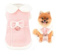 SMALLLEE_LUCKY_STORE Abrigo de forro polar para perro pequeño, chaqueta con arnés para mascotas con lazo y anillo en D, chaleco suave para otoño e invierno con cuello mullido, ropa de gato chihuahua