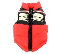 SMALLLEE_LUCKY_STORE Abrigo de invierno para perros y gatos pequeños, chaqueta con anillo en D, chaleco bombardero acolchado cómodo, sin tirones, ropa de chihuahua, calavera roja, talla XL