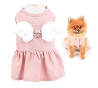 SMALLLEE_LUCKY_STORE Angel Wing Vestido con Anillo en D para Perro, Vestido de Verano para Perros y Gatos pequeños, Cachorros Yorkie Chihuahua Ropa, Rosa, M
