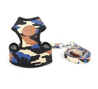 SMALLLEE_Lucky_Store Arnés de Malla de Nailon Flexible para Animales domésticos y Gatos, Correa de Camuflaje Azul, Talla L