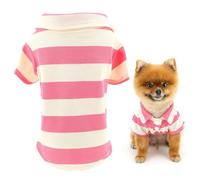 SMALLLEE_LUCKY_STORE Camiseta polo de punto gofre para perros pequeños y medianos a rayas, para primavera, verano, transpirable, para cachorros, chihuahua, yorkie, gato, rosa, XL