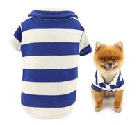 SMALLLEE_LUCKY_STORE Camiseta polo de punto gofre para perros pequeños y medianos a rayas, para primavera, verano, transpirable, para cachorros, chihuahua, yorkie, gato, azul, 4XL
