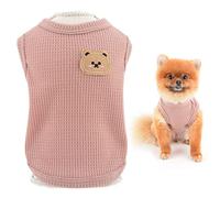 SMALLLEE_LUCKY_STORE Camiseta sin Mangas de Punto gofre con Oso para Cachorros, para Perros pequeños Gatos, Camiseta elástica, Chaleco Yorkie Chihuahua, Ropa de Verano, Rosa, M