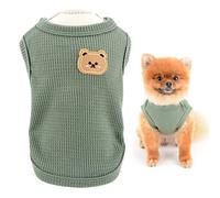 SMALLLEE_LUCKY_STORE Camiseta sin Mangas de Punto gofre con Oso para Cachorros, para Perros pequeños Gatos, Camiseta elástica, Chaleco Yorkie Chihuahua, Ropa de Verano, Verde, XL