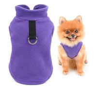 SMALLLEE_LUCKY_STORE Chaleco de forro polar para cachorros de color sólido con anillo de correa para perros pequeños, gatos, niños, niñas, yorkie, chihuahua, gatito, ropa cálida de otoño e invierno,