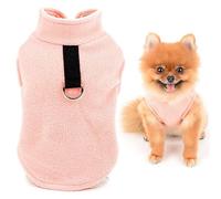 SMALLLEE_LUCKY_STORE Chaleco de forro polar para cachorros de color sólido con anillo de correa para perros pequeños, gatos, niños, niñas, yorkie, chihuahua, gatito, ropa cálida de otoño e invierno,