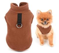 SMALLLEE_LUCKY_STORE Chaleco de forro polar para cachorros de color sólido con anillo de correa para perros pequeños, gatos, niños, niñas, yorkie, chihuahua, gatito, ropa cálida de otoño e invierno,