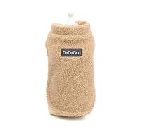 smalllee_lucky_store Chaleco de forro polar suave para mascotas, abrigo de invierno para perros pequeños, gatos, sin mangas, cálido suéter para cachorro, color marrón claro M
