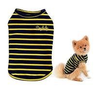 SMALLLEE_LUCKY_STORE Chaleco de Rayas para Perros pequeños para Mascotas, Camiseta de Campamento para Perrito a Rayas, Ropa de Chihuahua, Color Amarillo, S