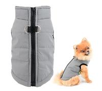 SMALLLEE_LUCKY_STORE Chaqueta de invierno impermeable con anillos en D para perros pequeños y gatos, abrigo cálido acolchado con cremallera para chihuahua, yorkshire, gatito, gris, talla L