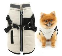 SMALLLEE_LUCKY_STORE Chaqueta deportiva de invierno con forro polar para mascotas, chaleco con arnés y anillo en D para perros pequeños, gatos, reflectante, cremallera, cachorro, chihuahua, yorkie,