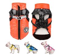 SMALLLEE_LUCKY_STORE Chaqueta Deportiva de Invierno Impermeable para Mascotas con arnés y Anillo en D para Perros pequeños, medianos y Gatos, Cachorros Abrigo Chihuahua Ropa cálida, Naranja, XL