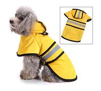 smalllee_lucky_store Chubasquero Impermeable para Perro con Capucha para Mascotas con Orificio para Correa,Reflectante Ligero, Ajustable Poncho para Perros pequeños, medianos y Grandes,Amarillo L