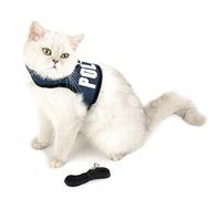 smalllee_lucky_store Conjunto de arnés y Correa de Malla Suave con Estampado de policía para Gatos a Prueba de Escape Ajustable sin tirones para niños Cachorros Gatitos Conejos Perros, Azul Oscuro, M
