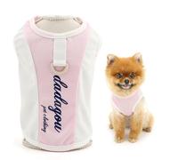 SMALLLEE_LUCKY_STORE Cool Mesh Dog Sun Shirt for Xsmall and Small Dog Pet Pullover with D-Ring UV Resistant Puppy Vest Stretch Tank Top Spring Summer Chihuahua Yorkie Cat Clothes, Rosa, L