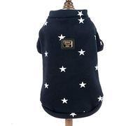 SMALLLEE_Lucky_Store - Jersey de Forro Polar con Estampado de Estrellas para Perros pequeños y Gatos, Suave y cálido para el Invierno, para Cachorros de Caniche Shih Tzu - Azul Oscuro - Talla S