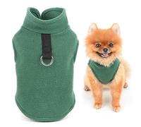 SMALLLEE_LUCKY_STORE Jersey de forro polar sólido para perros pequeños, gatos, niños y niñas, Yorkshire, chihuahua, gatito, ropa de otoño e invierno, color verde